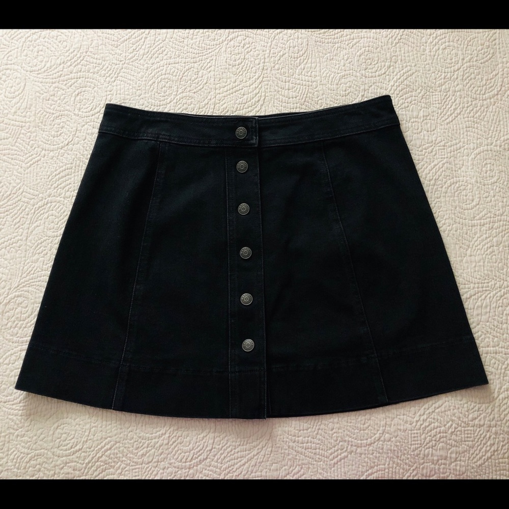 Madewell Black Denim Button Mini-skirt